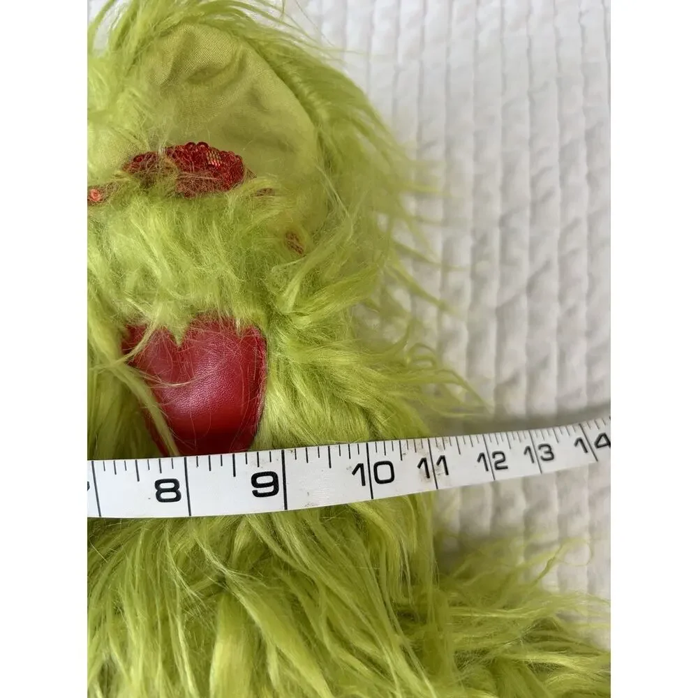 Girls Green Christmas Monster Costume Furry Dress Headband Holiday 3T-4T